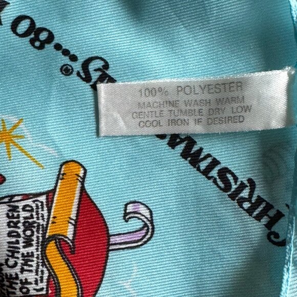Vtg 80s American Lung Association ALA Christmas Seals SANTA Bandana Scarf Blue - Picture 8 of 9